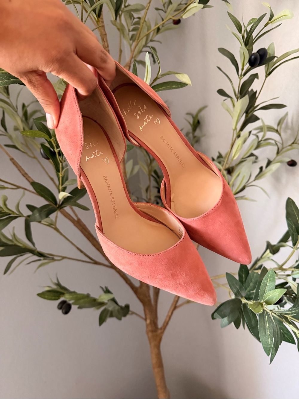 Banana Republic Coral Suede Pointed D'Orsay Heels